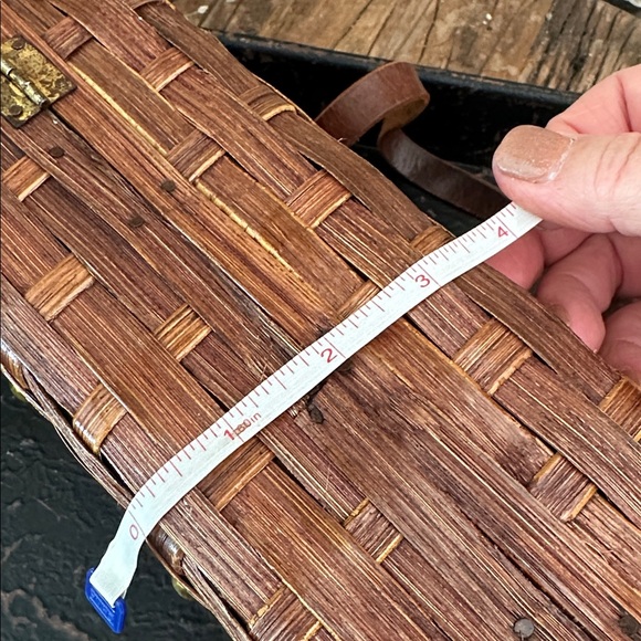 Simon Straw Bags Vintage basket, weave wicker purse with leather - Picture 9 of 16